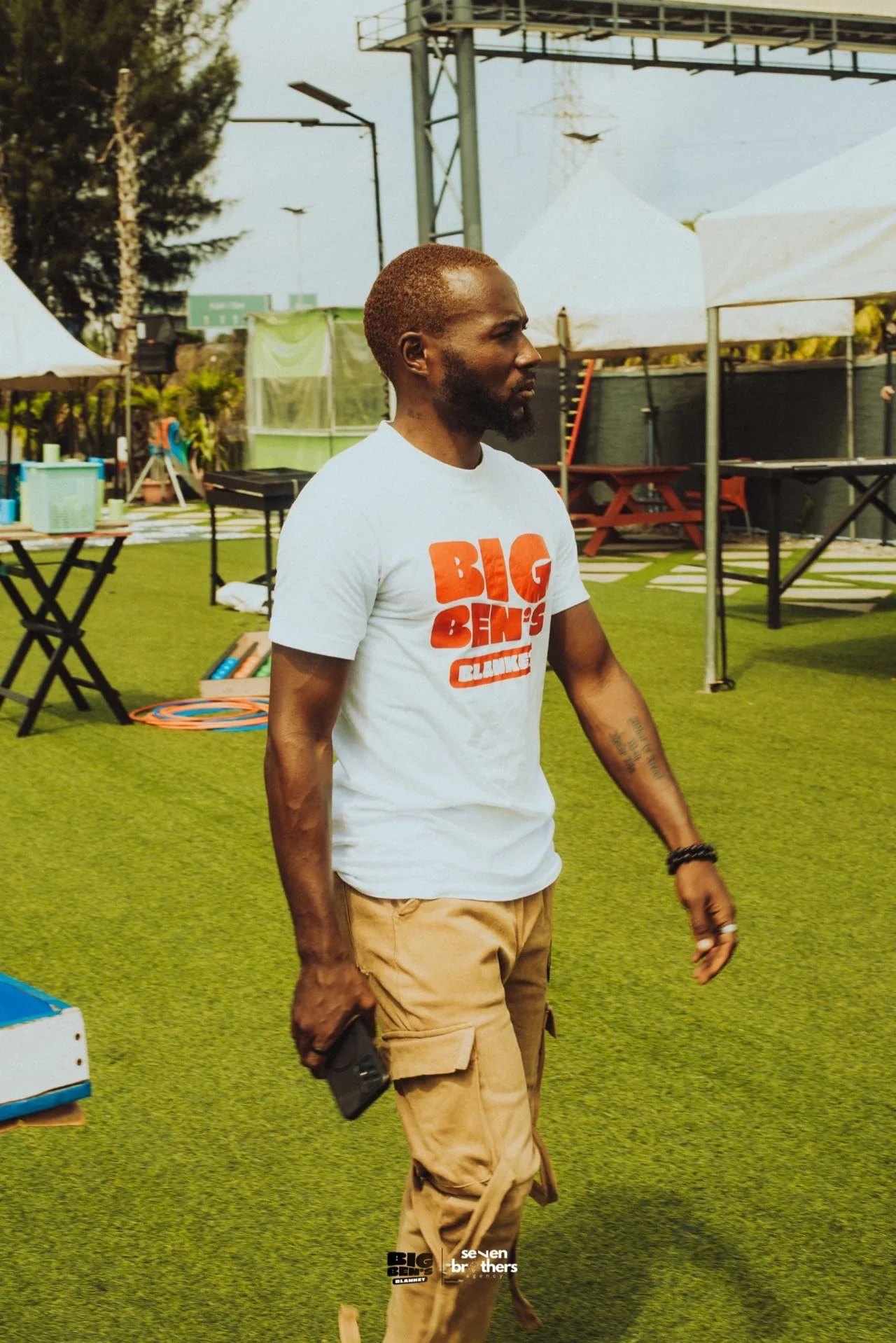 Shegx on site in Big Ben's gear at an event