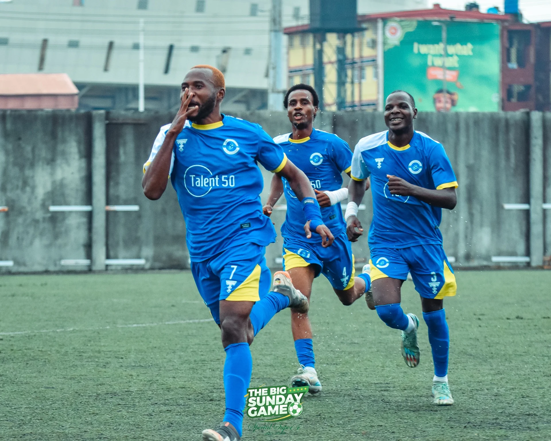 Olusegun Adewole celebrating a goal for Firecrackers FC